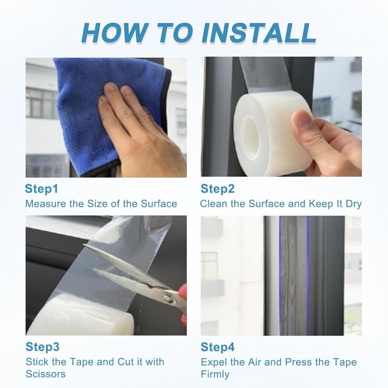 Sunroda Window Sealing Tape Weather Stripping Tape 2 Inch x 35 Yards Residue Free Clear Window Insulation for Shower Glass Gaps and Doors Seal Windproof Tape (2 Inch x 35 Yards) - Image 4